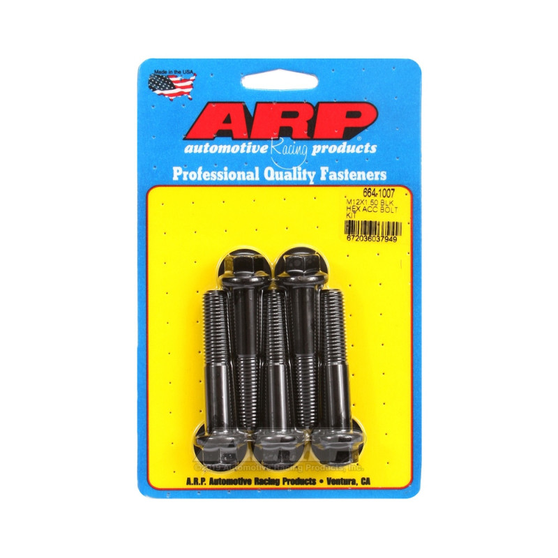 Set de șuruburi și piulițe universale ARP M12 x 1,50 – șuruburi hexagonale cu finisaj negru oxidat (x5) - ARP-664-1007 - 664-1007 - 3666618196138
